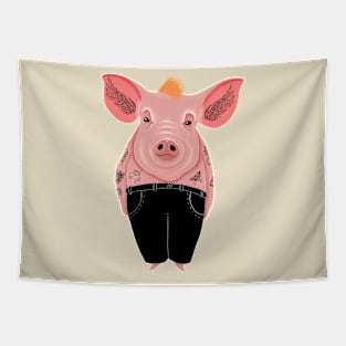 Cool Pig with Tattoo in Trousers Tapestry