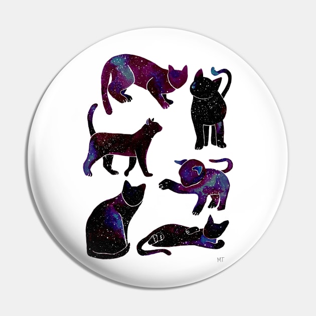 Galaxy Cats Pattern - Black Pin by monitdesign