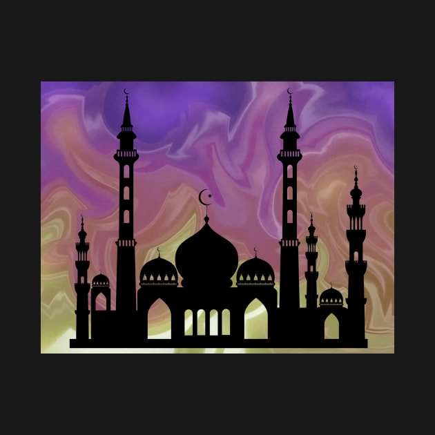 Arabian Nights Abstract Silhouette landscape by druidwolfart