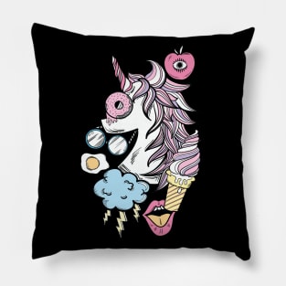 Retro Cute Unicorn Doodle Art Style Pillow