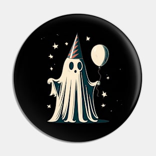 cute ghost holding ballon retro Pin