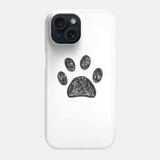 Doodle black paw print Phone Case