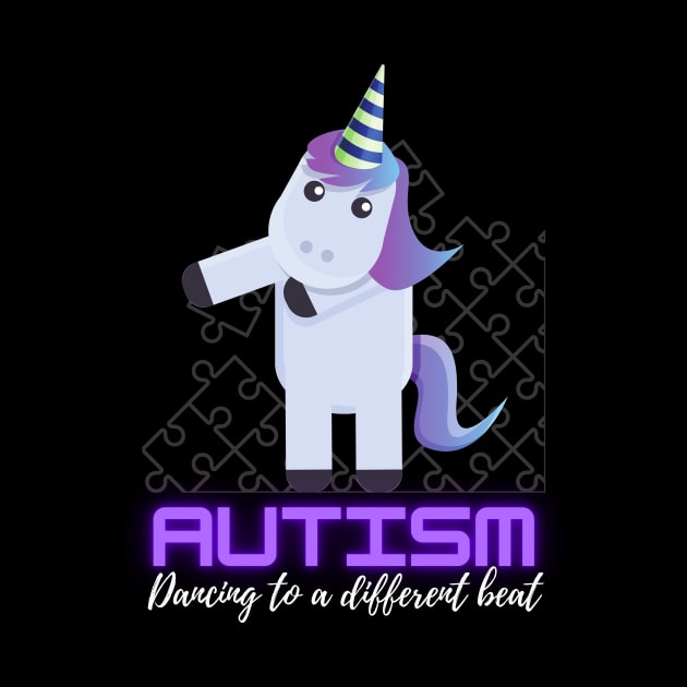 Autism awareness Dabbing unicorn puzzle piece kids by Fabled Rags 