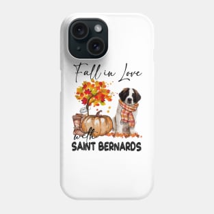 Fall In Love With Saint Bernards Fall Pumpkin Thanksgiving Phone Case