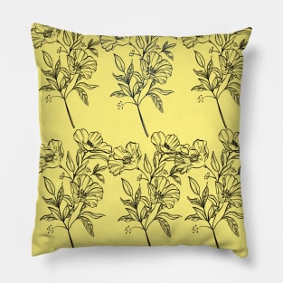 line detail yellow flowers Pillow