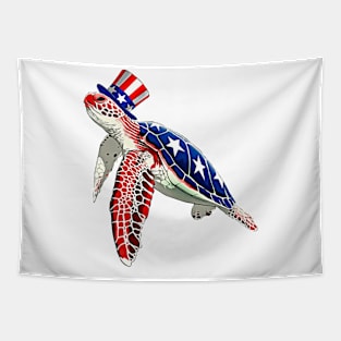 Sea Turtles 4th Of July American USA Flag Patriotic Tapestry