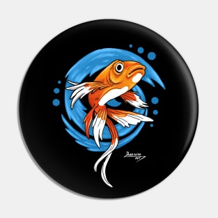 Carp Koi Fish on Blue waves Pin