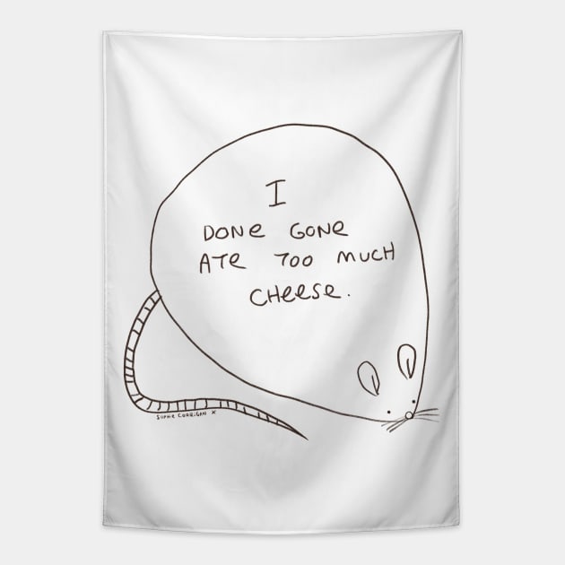 Bloated Cheese Mouse Tapestry by Sophie Corrigan