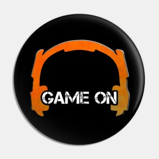 Headphones - Gamer - Graphic Gaming - Video Game Lover - Orange Pin