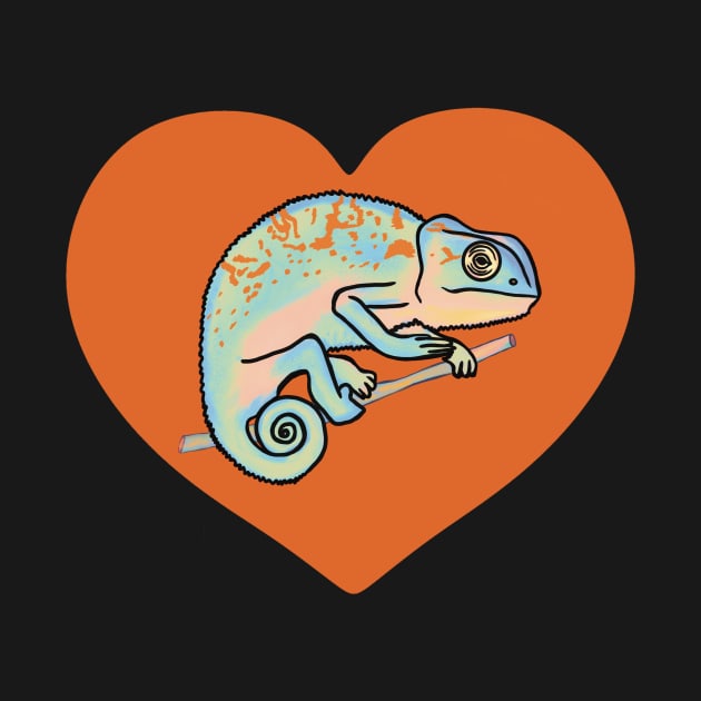 Orange Colorful Chameleon Heart for Chameleon Lovers by Mochi Merch