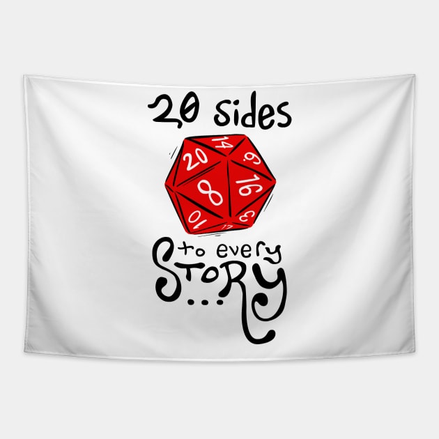 20 Sides to Every Story (Red) - Dungeons and Dragons Tapestry by solidsauce