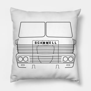 Classic 1970s Scammell Routeman lorry black outline graphic Pillow