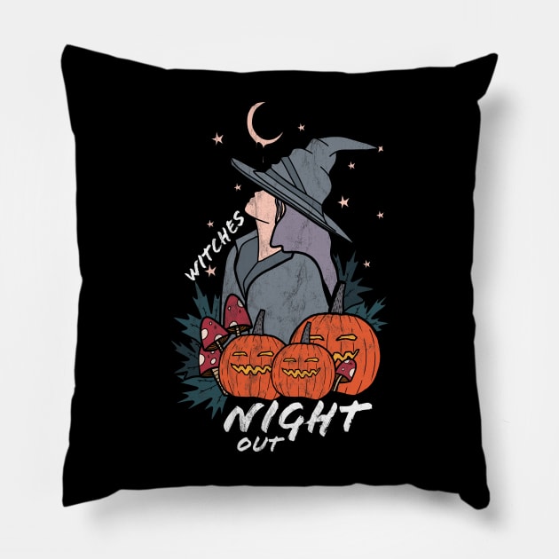 Witches night out Pillow by Swadeillustrations