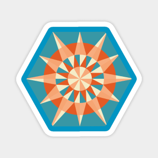 Kaleidoscope Retro Blue Magnet