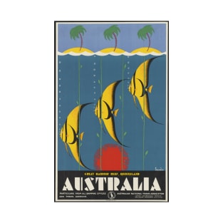 Barrier Reef Australia Vintage Travel Poster T-Shirt