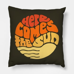 Here Comes the Sun Groovy Word Art Pillow