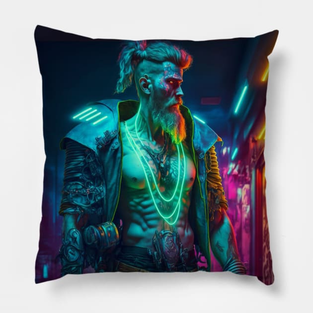 Viking Cyberpunk Pillow by Geek Culture