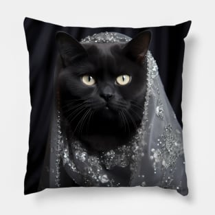 Elegant Black British Shorthair Cat Pillow