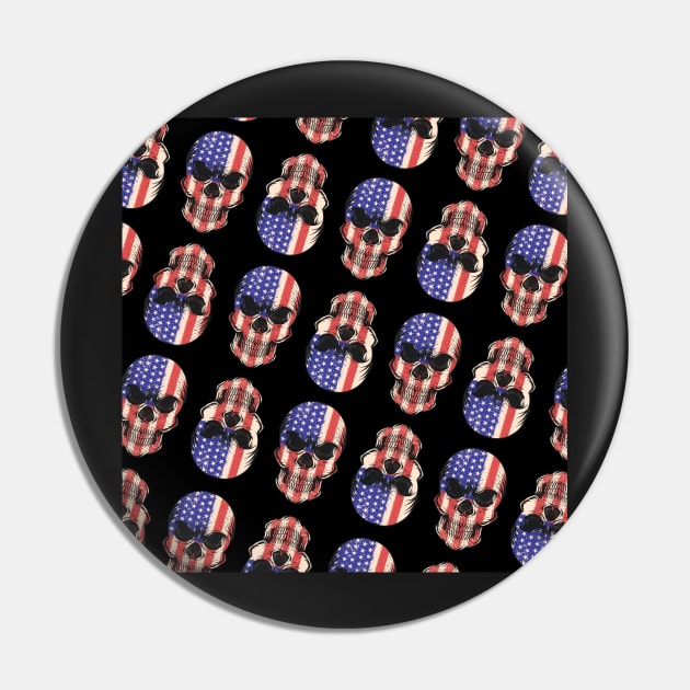 Red, White and Blue Skulls American Flag, Stars and Stripes Design, Artwork, Vector, Graphic Pin by xcsdesign