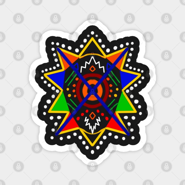 Kente inspired mandala Kente Kinte cloth traditional indigenous pattern design inspired by Ghanaian kenten weaving Magnet by Artonmytee