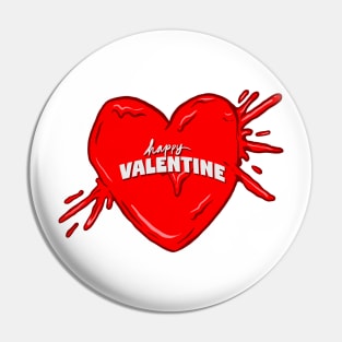 Valentine Heart Bloody with Happy Valentine Text Pin