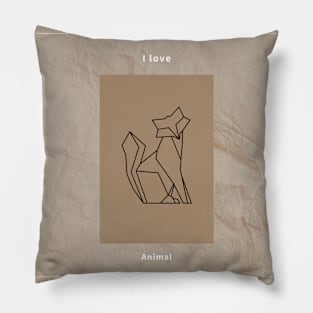 【Brown background + Text】I love animal Pillow