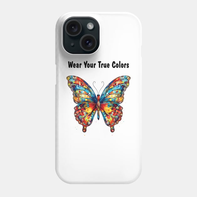 Wear Your True Colors Butterfly Watercolor AI Digital Art Phone Case by White Elephant