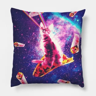 Outer Space Taco Cat - Rainbow Laser Eyes, Burrito Pillow