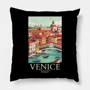 A Vintage Travel Art of Venice - Italy Pillow