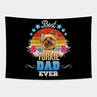 Best Dog Dad Ever Yorkie Floral Retro Father Day Love Mother Tapestry