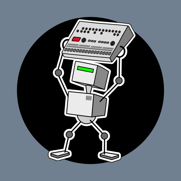 Robot Holding Drum Machine Mono Tint by Atomic Malibu