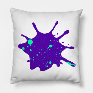 Deep Purple and Neon Green Paint Splatter Pillow
