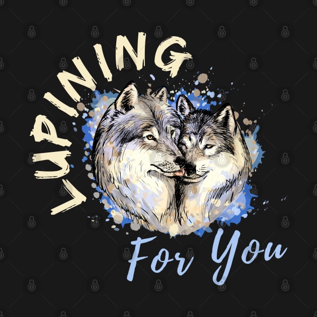 Lupining for you design with light text with wolf couple (MD23QU001d) by Maikell Designs