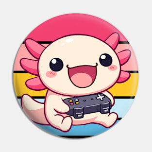 I'd Rather Be Gaming Cute Kawaii Axolotl Gamer Pin