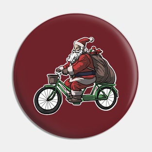 Santa and the bicyles Pin