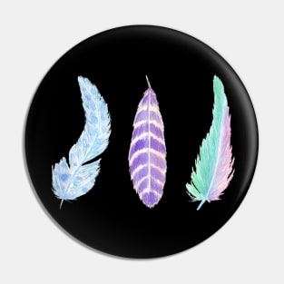 Watercolor feathers pack - set of 3 colorful featrhers Pin