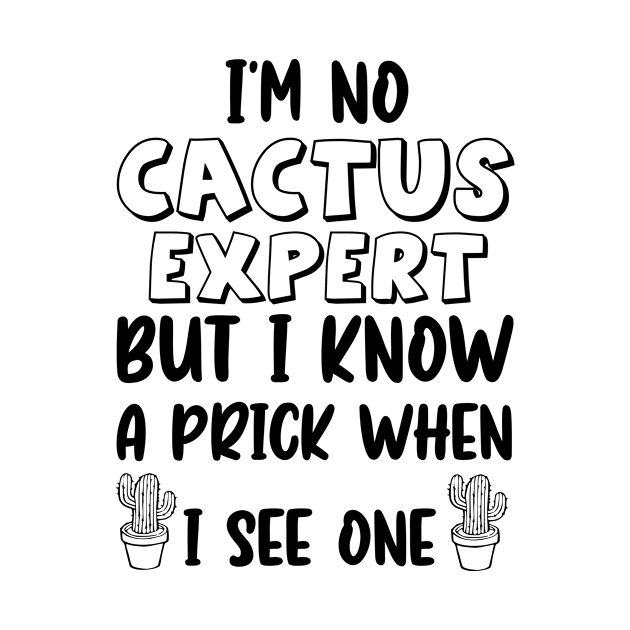 I'm No Cactus Expert But I know A Prick When I See One, gift idea, funny saying by Rubystor