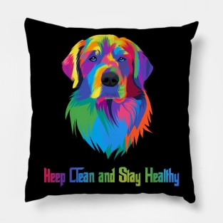 Colorful dog keep clean and stay healthy Pillow