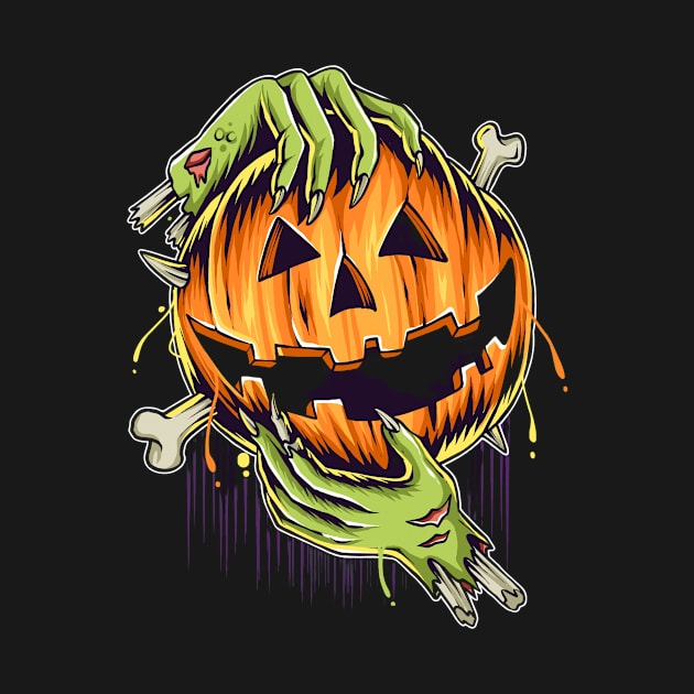 halloween pumpkin in zombie hands by chenowethdiliff