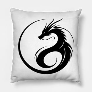 Silhouette Élégante de Dragon Pillow