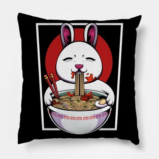 Bunny - Ramen Rabbit - Cute Kawaii Noodle Soup Eating Bunny Pillow