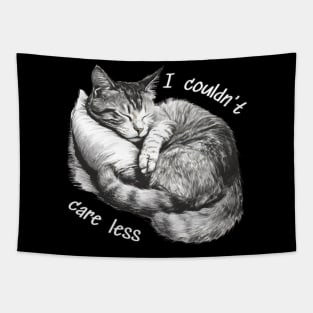 "I couldn't care less" sleeping sarcastic cat Tapestry