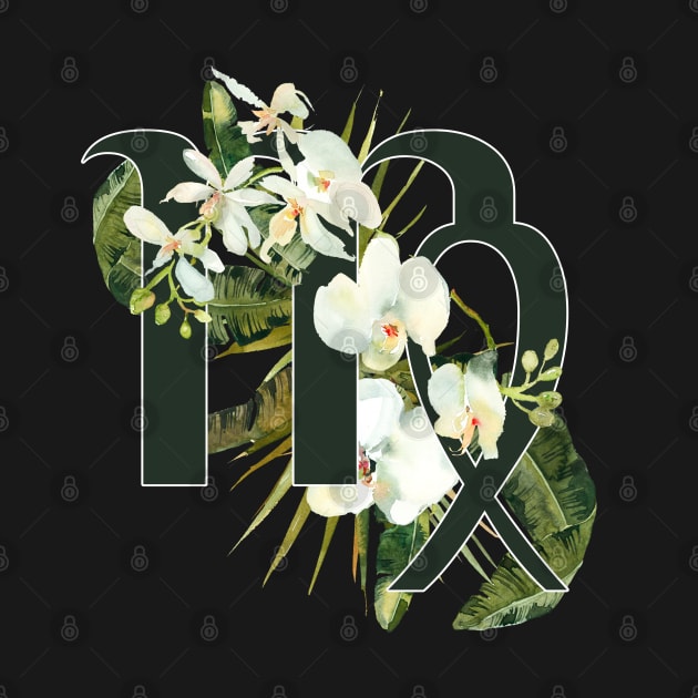 Virgo Horoscope Zodiac White Orchid Design by bumblefuzzies