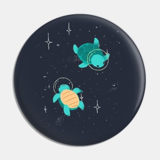 Slow Turtle Swim In The Space Pin