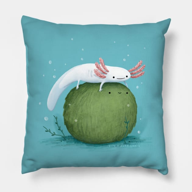 Axolotl on a Mossball Pillow by Sophie Corrigan