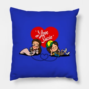 Cute Couple Vintage Retro 80's Parody Cartoon Pillow