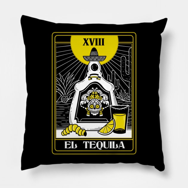 Drink Mexican Tequila Death Tarot Card Fortune teller Pillow by Juandamurai