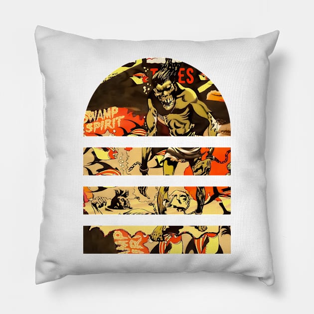 Silent Suffering: Chained Zombie Monster at the Bottom of the Sea in a Comic Cover of Weird Tales Pillow by REVISTANGO