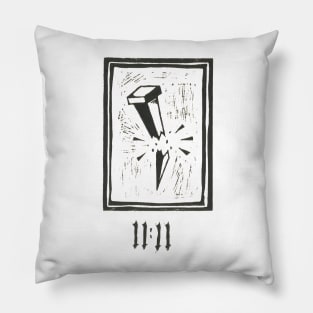 Nail linocut 11:11 Pillow