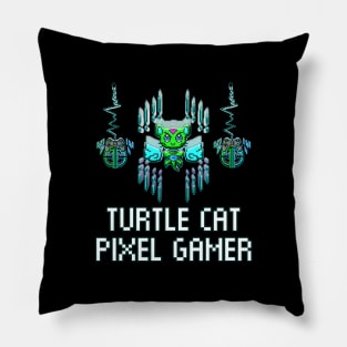 Turtle Cat Pixel Gamer Pillow
